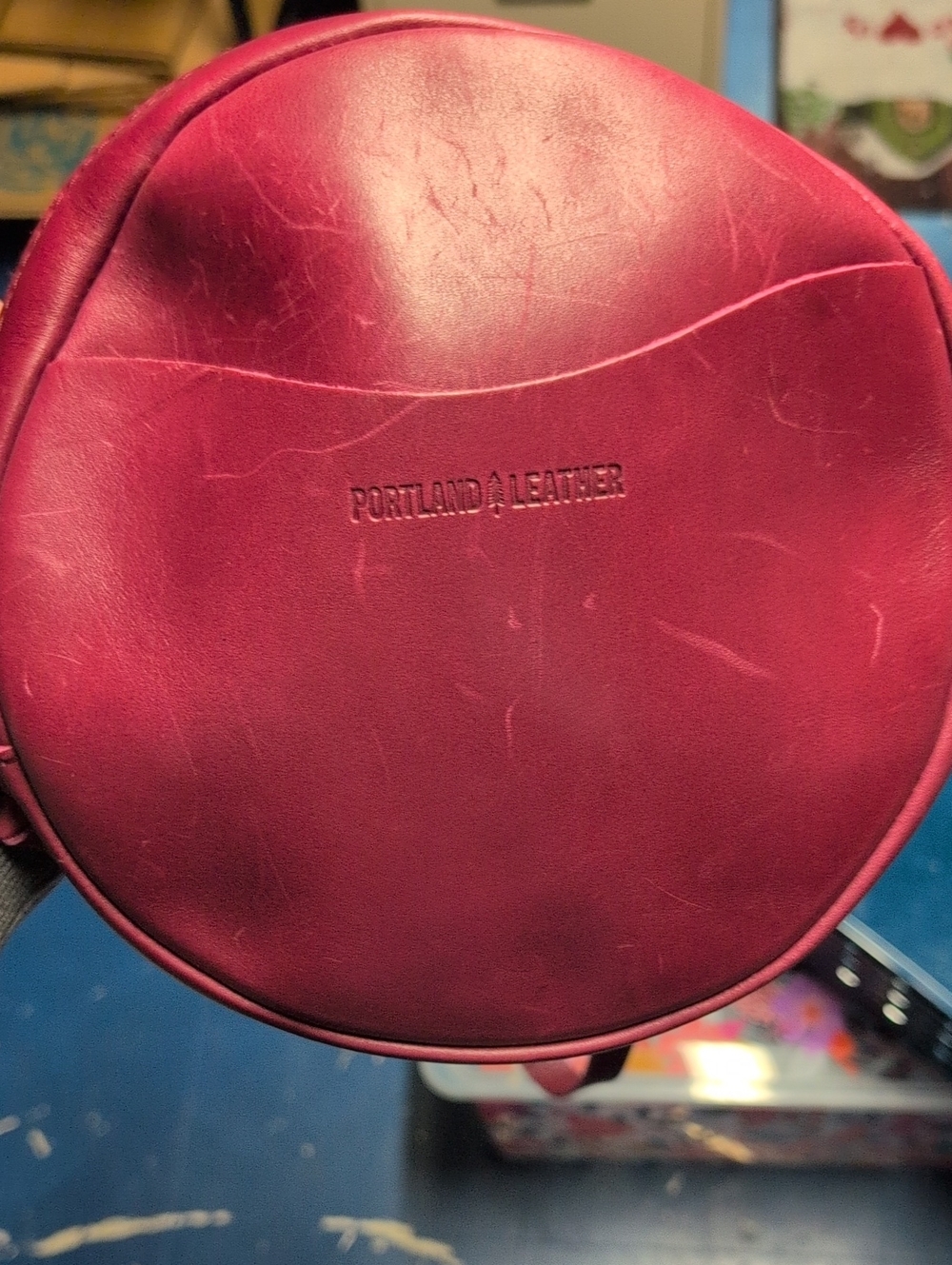 Round Crossbody Bag in Burgundy - Portland leather Goods - Picture 6 of 6